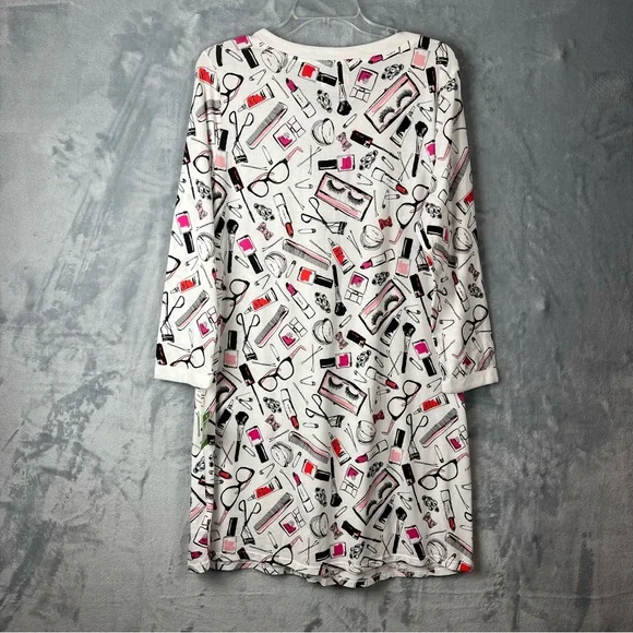 NWT Kate Spade Dream A Little Dream Nightshirt Sz Large Multicolor Lipstick - Picture 8 of 14